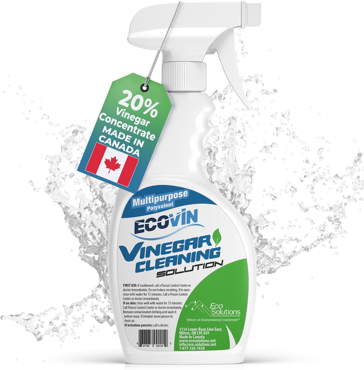 Eco Solutions All Purpose Vinegar Cleaning Solution is a Multi Use Home & Garden Cleaner, 20% Vinegar concentrate - 1 L Spray Bottle