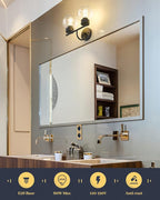 EAPUDUN 2-Light Matte Black Bathroom Light Fixtures Over Mirror, Vanity Lights for Bathroom with Clear Glass Shades, Industrial Wall sconces, WLA1434-BK