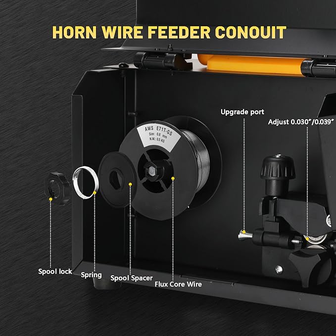 Welding Machine，MIG Welder with 2-in-1 Flux Core/Wand Welder Welder with 130 Amp 110 Volt Airless MIG Welder with Synergy IGBT Inverter Welder Portable Wire Welder