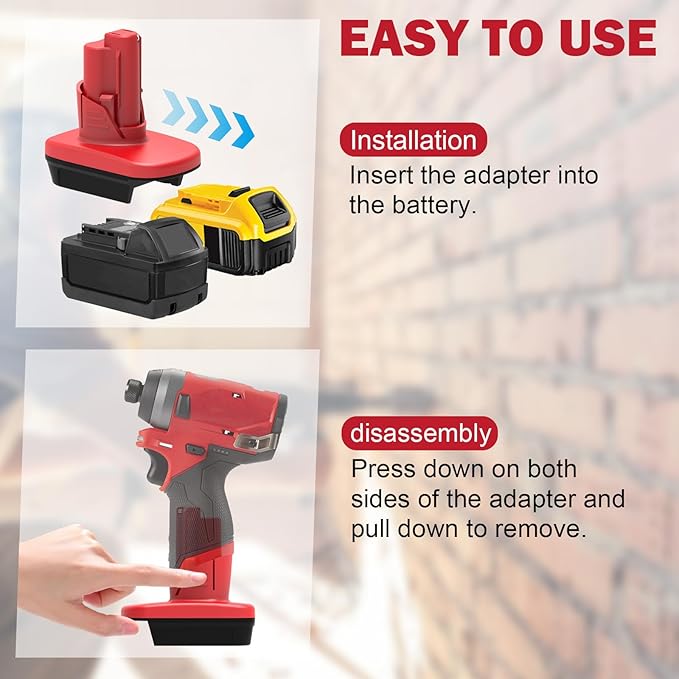 Battery Adapter for Milwaukee 12V M12, for DeWalt 20V & for Milwaukee M18 18V Lithium Battery Convert to for Milwaukee M12 12V Battery, for Milwaukee M12 12V Power Tool