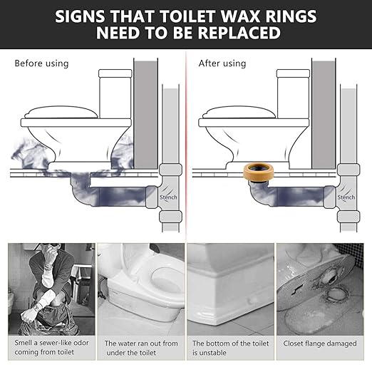 Extra Thick Toilet Wax Ring Kit Include Closet Bolts, Bolt Caps, Thick Flange and Retainer Washers, Fits 3 Inch and 4 Inch Waste Lines for Toilet Gas Odor and Watertight Sealing