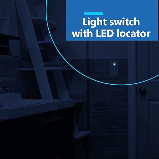 LIDER Minimalist Design Matte Finish Lighted Decorator Switch, Frameless Paddle Toggle Switch with Locator Light, Grounding Screw, 3-Way or Single Pole, 15A 120V, UL Listed, Light Almond, 5 Pack