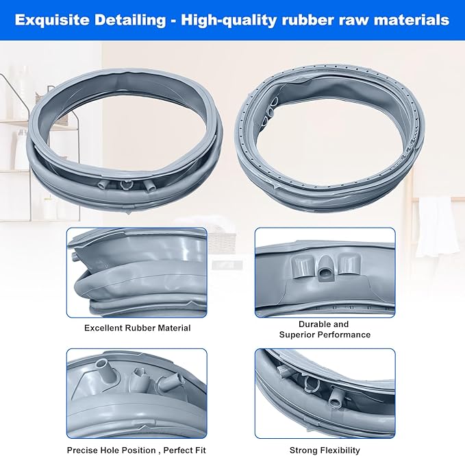 Upgraded 5304505004 Compatible with Electrolux Washer Door Boot Seal EFLS517SIW0 EFLS617SIW0 EFLS617STT0 EFLS627UTT1 ELFW7637AW1 EFLS527UIW1 for Frigidaire Washer Door Gasket 5304516744 5304505239