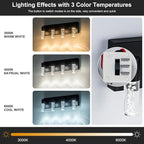 4-Light LED Vanity Light Fixture in Black - Modern Bathroom Lighting, Over Mirror Illumination | Multicolor Temperature 3000K/4000K/6000K | Stylish Bathroom Dec