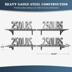 4 Pack Heavy Duty Garage Wall Shelving Set (1.5x4ft), Wall Mounted Garage Shelves 1000lbs Capacity, 18"x96" Shelf Storage Rack Floating Shelves, Black