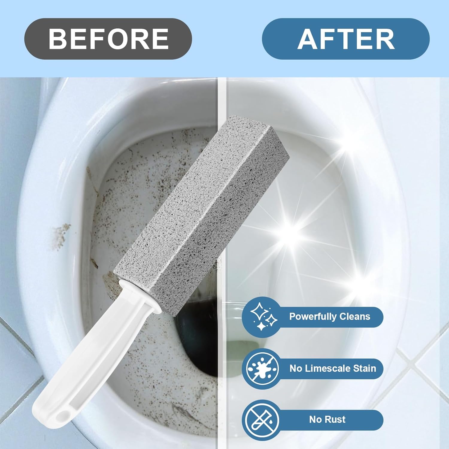 Toilet Pumice Stone With Handle, 5 Pack Pumice Stone Toilet Bowl Cleaner, Hard Water Toilets Ring Remover for Cleaning Toilets, Bathtubs, Stove, Grills, Swimming Pools, Sinks