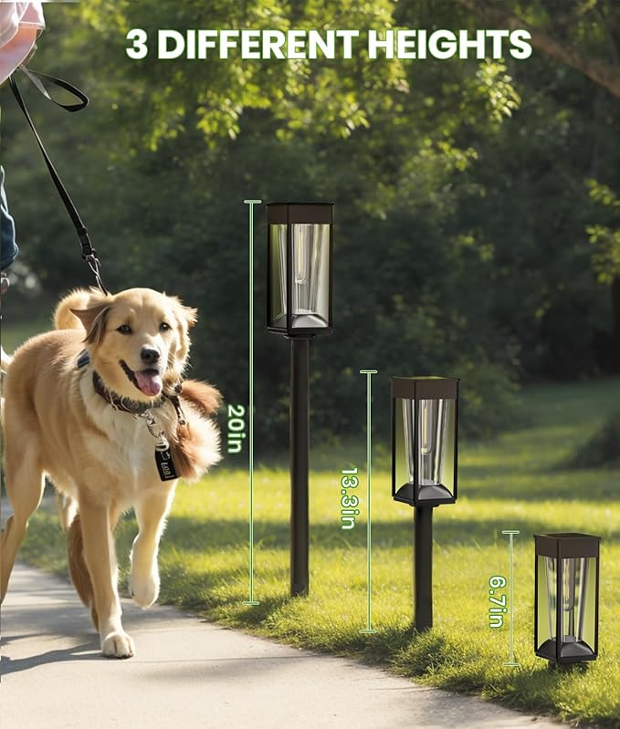 Solar Lights Outdoor Pathway, 4 Pack 2-in-1 Warm&Cool, Bright Solar Path Lights Waterproof IP65, Solar Outside Light Auto On/Off, Long Lasting Light for Yard, Patio, Garden, Landscape Decor