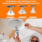 90 Watt Outdoor Floodlight Bulbs Par38, 120V 90W Halogen Flood Light Bulbs Dimmable, 2 Pack Indoor/Outdoor Floodlight Bulbs Soft White 2800K, Halogen Reptile Heating Bulbs E26 4050LM