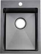 SHACO 15x20 Inch Black Drop In Bar Sink, 15 Inch Top Mount RV Kitchen 16 Gauge Stainless Steel Sink for Small Kitchen Wet Bar Prep RV Yard Office Laundry with Dish Grid & Drain, Gunmetal Black