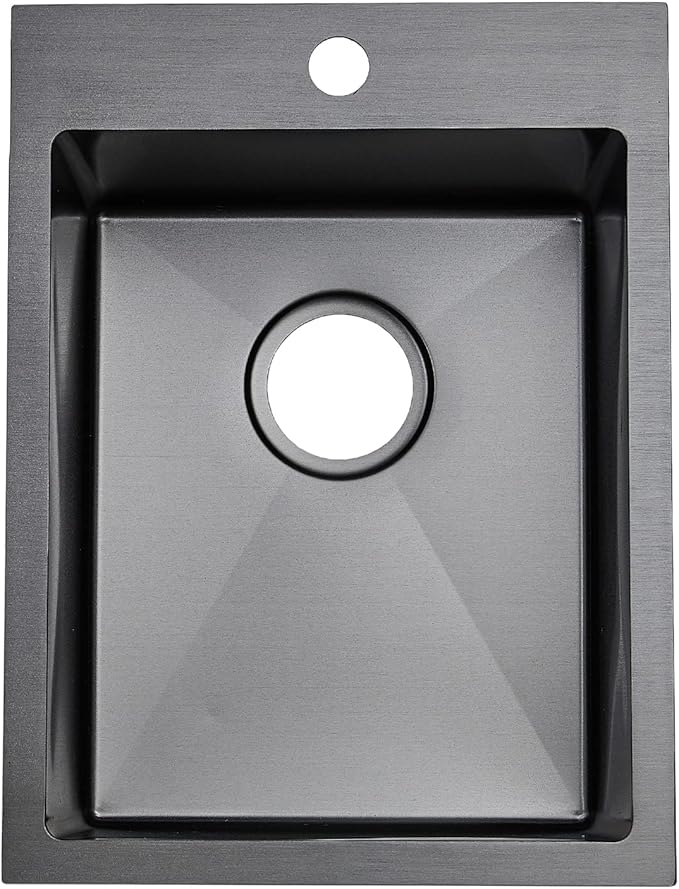 SHACO 15x20 Inch Black Drop In Bar Sink, 15 Inch Top Mount RV Kitchen 16 Gauge Stainless Steel Sink for Small Kitchen Wet Bar Prep RV Yard Office Laundry with Dish Grid & Drain, Gunmetal Black