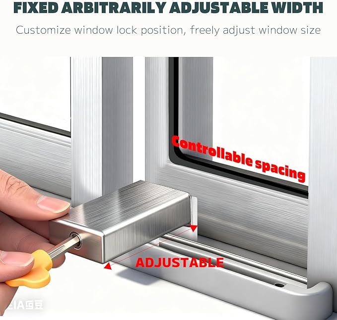 6 Sets Sliding Window Locks, 0.66'' to 1.65'' Adjustable Width Stainless Steel Window Safety Locks, Window Guards Latch Stoppers for Children Vertical and Horizontal Sliding Windows