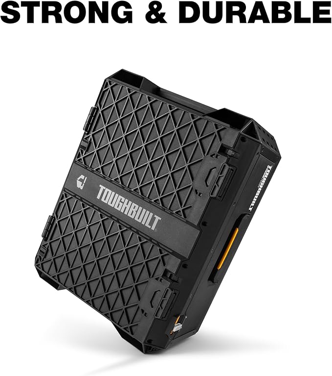 ToughBuilt StackTech 1 Drawer Tool Box, Heavy-Duty Portable Tools Chest, 50 lb Capacity - Stackable Toolbox Storage Organizer with 8 Dividers, Auto-Latching Drawers and Accessory Rails