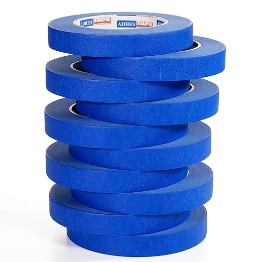 ADHES Upgrade Blue Painters Tape, 0.7 Inch x 60 Yards x 10 Rolls, Blue Paint Tape Masking Tape No Residue & Anti UV Multi Surface Painting Tape for Indoor and Outdoor Use
