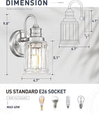 Brushed Nickel Wall Sconce, HWH Modern Sconce Wall Lighting Vanity Sconce Lights for Bathroom, 1-Light Wall Sconce with Bell-Shaped Fluted Glass, 5HZG106B BN