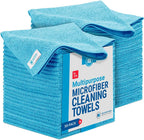 Microfiber Wholesale 16" x 16" All Purpose Towels - 50 Pack - Reusable Wash Cloths, Dust, Kitchen, Car, Shop Rags for Cleaning (Blue)