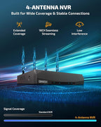 《100% Wire-Free》Wireless Outdoor Security Camera System, Solar Powered WiFi Cameras Systems with PIR Motion Detection, Home Video Surveillance DVR Kits