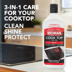Weiman Ceramic and Glass Cooktop Cleaner - Heavy Duty Cleaner and Polish (10 Ounce Bottle and 3 Scrubbing Pads)