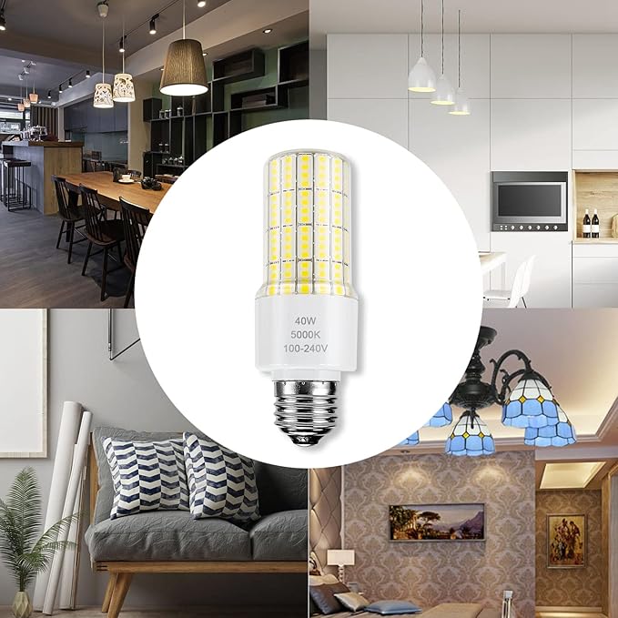 ZP A19 Led Light Bulb 300W Equivalent 40W Bulbs 5000 Lumen 5000K Cool Daylight White E26/E27 Base Waterproof Lighting for Outdoor Indoor Garage Warehouse Corn Green, 2 Count (Pack of 1)