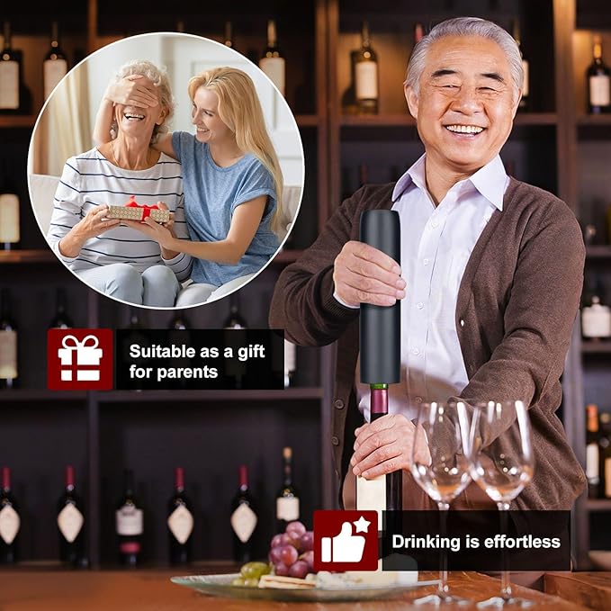 AIKARO - Electric Wine Bottle Opener Automatic Corkscrew, Rechargeable (Set B)