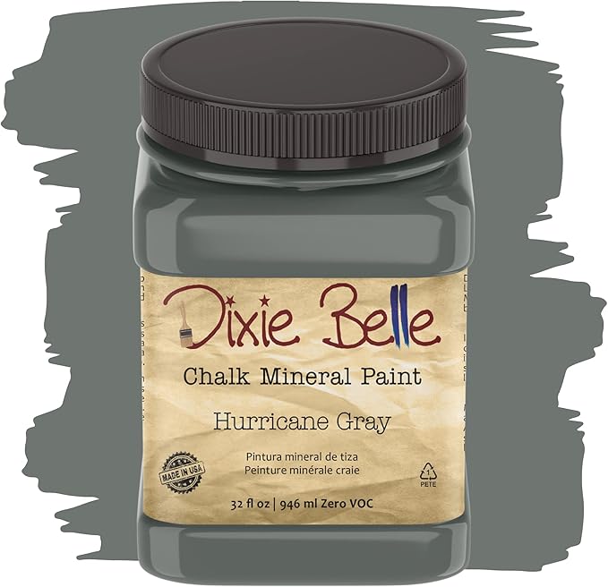 Dixie Belle Paint Company Chalk Finish Furniture Paint - Hurricane Gray (32oz) - Matte Medium Gray Chic Chalk Mineral DIY Furniture Paint