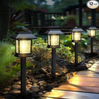Greluna Solar Lights Outdoor,12 Pack Waterproof Auto On/Off Solar Pathway Lights for Your Garden, Landscape, Path, Yard, Patio, Driveway,Walkway Decor