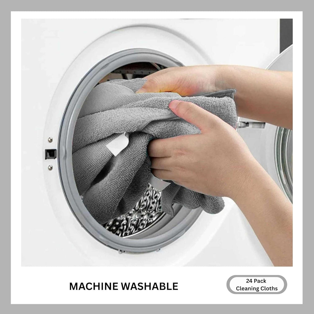 Microfiber Cleaning Cloth for Kitchen & households, Towels for Cars. (300gsm) (Pack of 24 Gray)