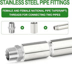 TAISHER 2PCS Stainless Steel Pipe Fittings, 3/4" NPT Female x 3/4" NPT Female Threaded, 2" Length Thickened Nipple Cast Pipe