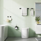 5-Pieces Bathroom Hardware Set, SUS304 Stainless Steel Wall Mounted 23.6 Inch Towel Bar, Toilet Paper Holder, Towel Hooks, Bathroom Towel Bar Set (Matte Black (Type 2), 5 Piece-23.6 inch)