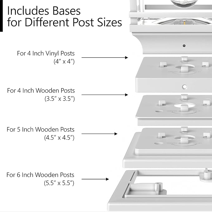 Davinci Lighting Edison Solar Outdoor Post Cap Lights - 4x4 5x5 6x6 - Bright LED Light for Fence Deck Garden or Patio Posts - Pearl White (1 Pack)
