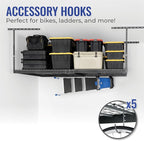 SafeRacks Overhead Garage Storage Rack - Heavy Duty Racks for Garage with 600 lb Capacity, Easy Storage, Adjustable Storage Rack, Ceiling Mount Storage 4x8 Hammertone (12"-24")