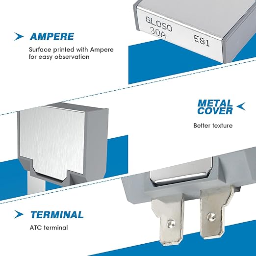 GLOSO E81 Long ATC Terminal (w/dimple) Circuit Breaker, T1 Auto Reset (25A)