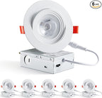 LEDIARY 6 Pack Gimbal LED Recessed Lighting 4 Inch, 5CCT Adjustable Recessed Light Slim Selectable 2700K-6000K,750LM Can Lights with Jbox,Canless Down Light Ceiling Light with IC Rated ETL Listed