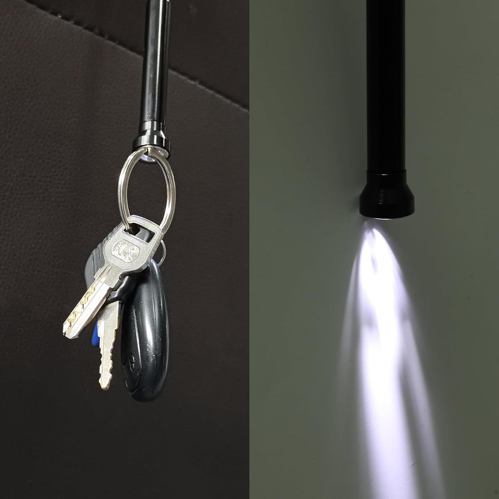 24.4 in Claw Grabber Tool,Bendable Hose Reacher Pickup with LED Light,4 Claw Picking Tool for Garbage Litter Pick Home Sink Drain and Metal Small Items. (Black)