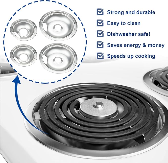 Drip Pan Electric Stove Burner Covers for Whirlpool W10196405 W10196406