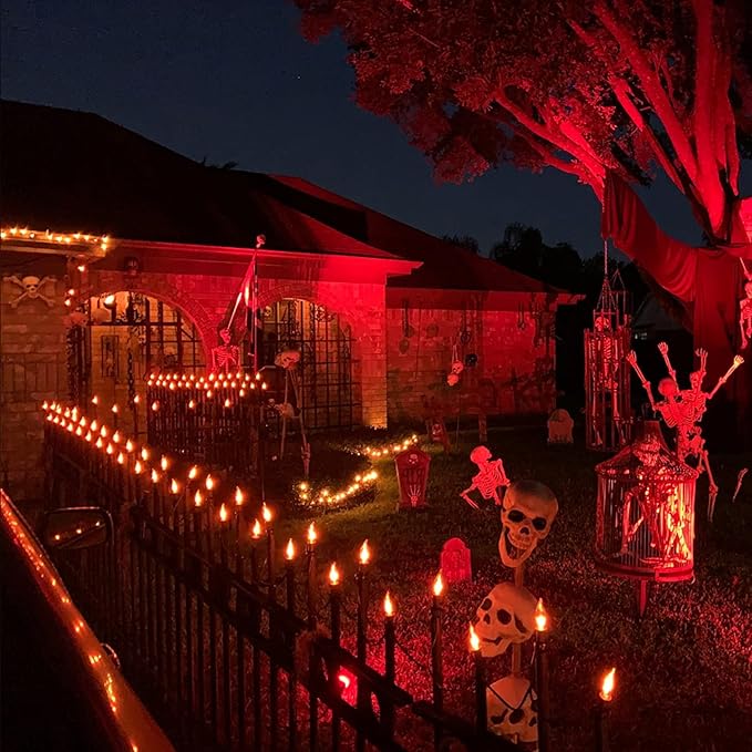 SUNSGNE Christmas Flicker Flame Light Bulbs, Crystal Clear Flame Tip Candelabra Bulbs, C18 Flickering Replacement Bulbs Dances with Orange Flame, 1 Watt, 120 Volt, E12 Candelabra Base, 12 Pack