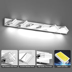 Ralbay 48inch Chrome Vanity Light for Bathroom with 5 Color Temperatures (3000K-6000K) Dimmable Stainless Steel Acrylic LED Modern Chrome Bathroom Light Fixtures (6-Light)
