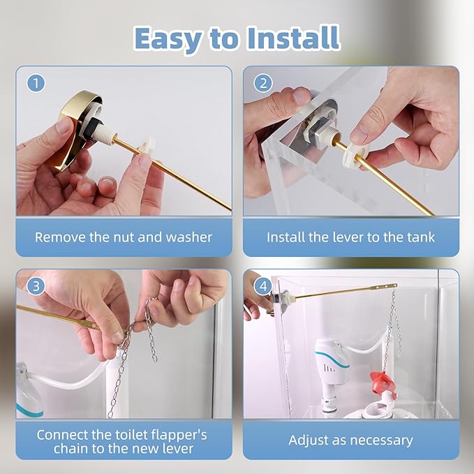 Hibbent Toilet Handle Tank Flush Lever Replacement Compatible with TOTOTHU004-CP Trip Lvr for ST701, CST854, CST884, Side Mount Toilet Tank Flush Lever, Gold