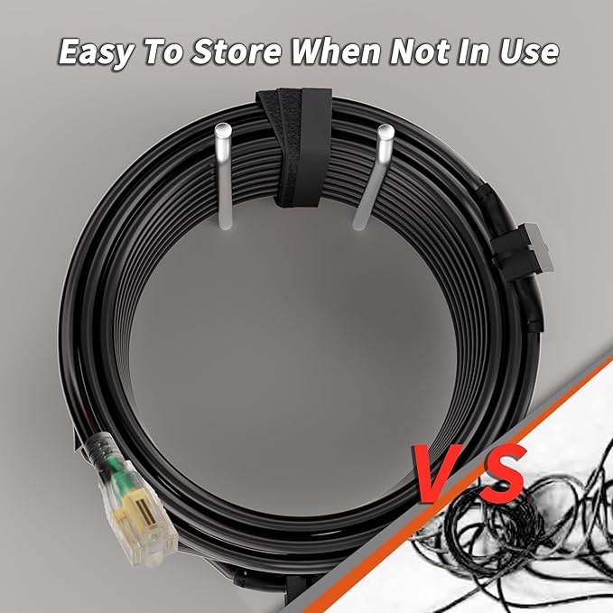 25 FT Outdoor Extension Cord with Multiple Outlets, 16/3 Gauge Heavy Duty Christmas Light Extension Cord Evenly Spaced 3 Outlets Black with Lighted, 16AWG 13AMP 1625W 125V SJTW, ETL Listed
