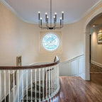 Qamra Farmhouse Black Chandelier for Dining Room, 8-Light Modern Candle Chandelier Light Fixture, Rustic Industrial Hanging Chandeliers Lighting for Living Room, Kitchen, Staircase, Entryway, Foyer