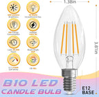 Candelabra Light Bulbs, 6W Equivalent to 60 watt, E12 LED Bulb Non-Dimmable 2700K Soft White, LED Chandelier Bulb, B10 Candle Bulbs, 90+CRI, 600LM, Cear Glass, 6 Pack