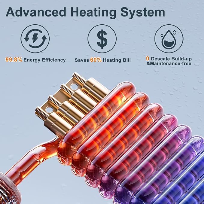 Tankless Water Heater Electric, ECOTOUCH 6kW 240V Point of Use Water Heater on Demand Water Heaters Instant Hot Water Heaters ETL Certificated Self-modulation ECO60SE White