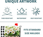 Buffalo Plaid Daisy Mailbox Covers - Magnetic, Waterproof, Spring/Summer Floral Designs - Standard Size 21 x 18 Inch - Farmhouse Welcome Cover - Garden/Yard Decor