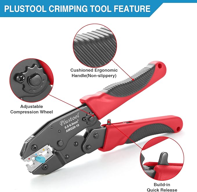 Crimping Tool for Heat Shrink Connectors AWG22-10, Ratcheting Wire Terminal Crimper - Crimping Pliers - Electrical Crimping Tool