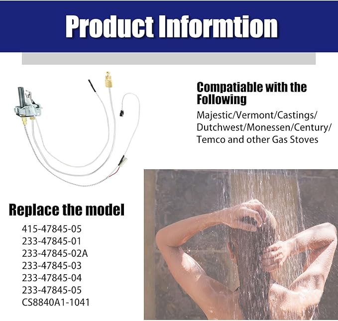 233-47845-05 415-47845-05 Water Heater Pilot Assembly Compatible with Bradford White Honeywell NAT CS8840A1-1041 Water Heater Part Replace for 233-47845-01, 233-47845-02A, 233-47845-03, 233-47845-04