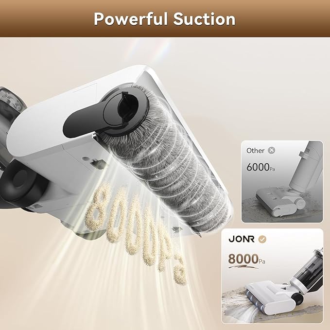 JONR ED12 Lite Wet Dry Vacuum Cleaner Cordless, Vacuum Cleaner with Self-Washing, 1 mm Edge Cleaning, Anti-Tangle System, Lightweight Floor Cleaner for Hard Floors, Pet Hair