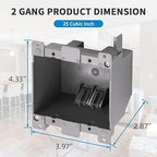 50 PK Old Work Electrical Outlet Box 2 Gang, 25 Cubic Inch Plastic Remodel Drywall Junction Boxes, ETL Listed to UL514C and UL263, Fire Rated for Two Hours