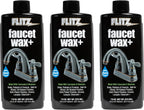 Flitz Faucet Wax Plus - 7.6oz Bottle of USA-Made, Water-Based Faucet Cleaner & Polisher for Water Stains, Fingerprints, & More - Metal Wax for Bronze, Nickel, Chrome, Brass - Granite Polish (3 Pack)