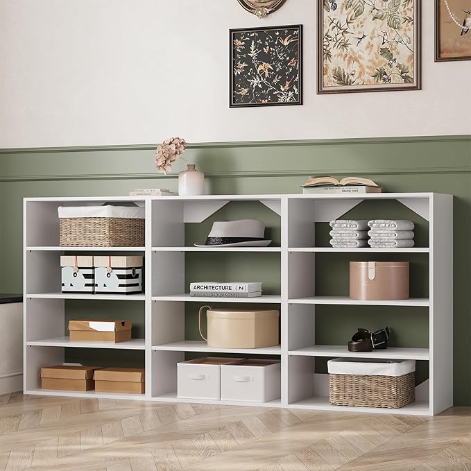 Short Tower Closet Unit, Modular Closet System, Wood Closet System Organizer with Storage for Walk In Closets, Clothing Rack Wardrobe Closet for Hanging Clothes, Bedroom, White, 31.5"W