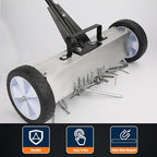 E BAVITE Nail Magnetic Sweeper,17 Inches Heavy Duty Telescopic Magnet Broom Large Rolling Nail Finder Magnet Tools with Wheels Cleanup and Long Adjustable Handle for Construction Yard