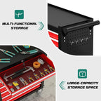 7-Drawer Rolling Tool Chest with Wheels, Tool Box with Locking System and Sliding Drawers, Tool Box Organizer for Garage, Warehouse, Workshop(BlackRed)